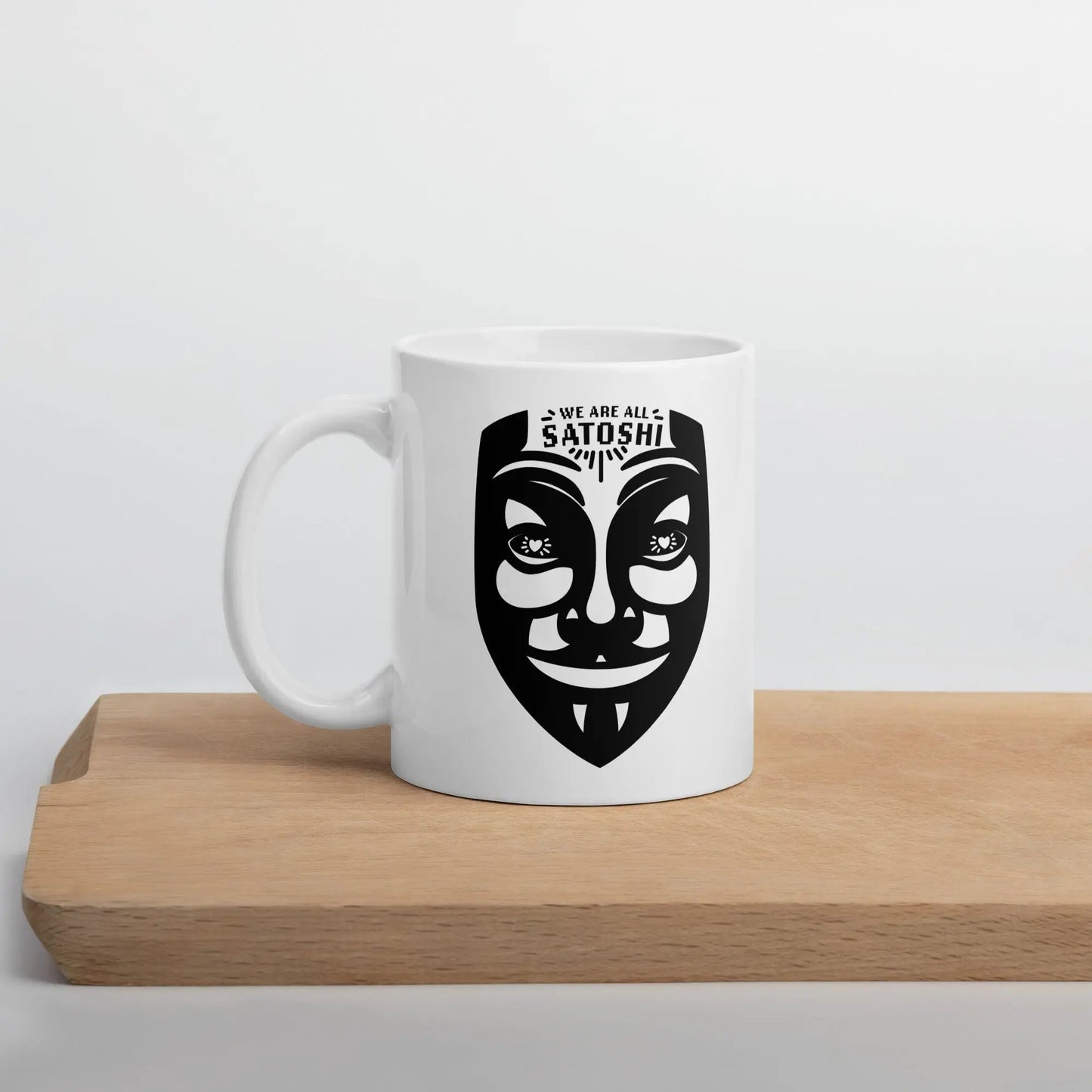 bitcoin mug - fawkes we are all satoshi - lifestyle - desk setup - 325ml