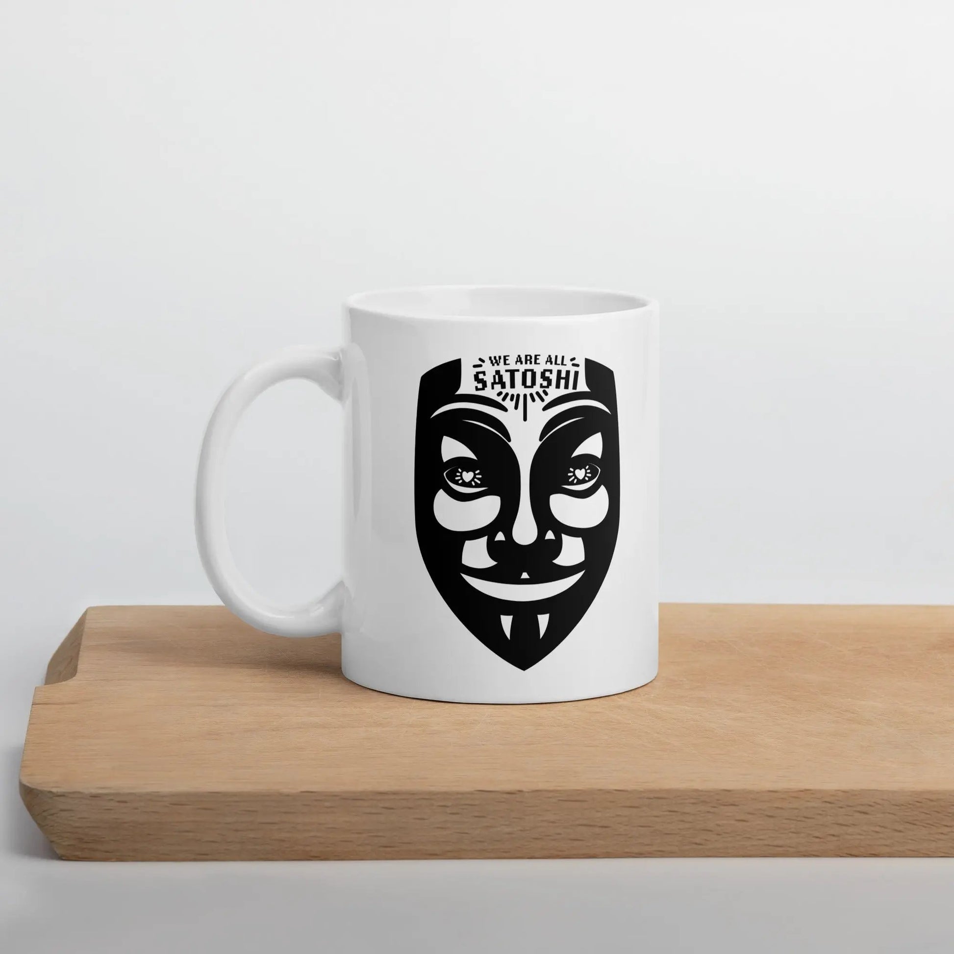 bitcoin mug - fawkes we are all satoshi - lifestyle - desk setup - 325ml