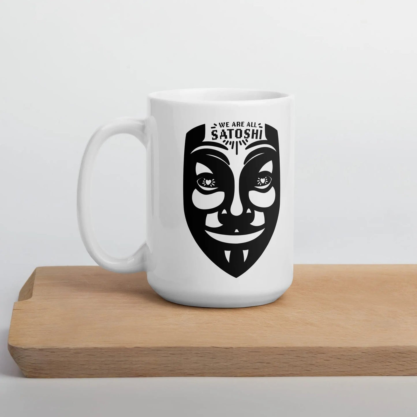 bitcoin mug - fawkes we are all satoshi - lifestyle - desk setup - 443ml