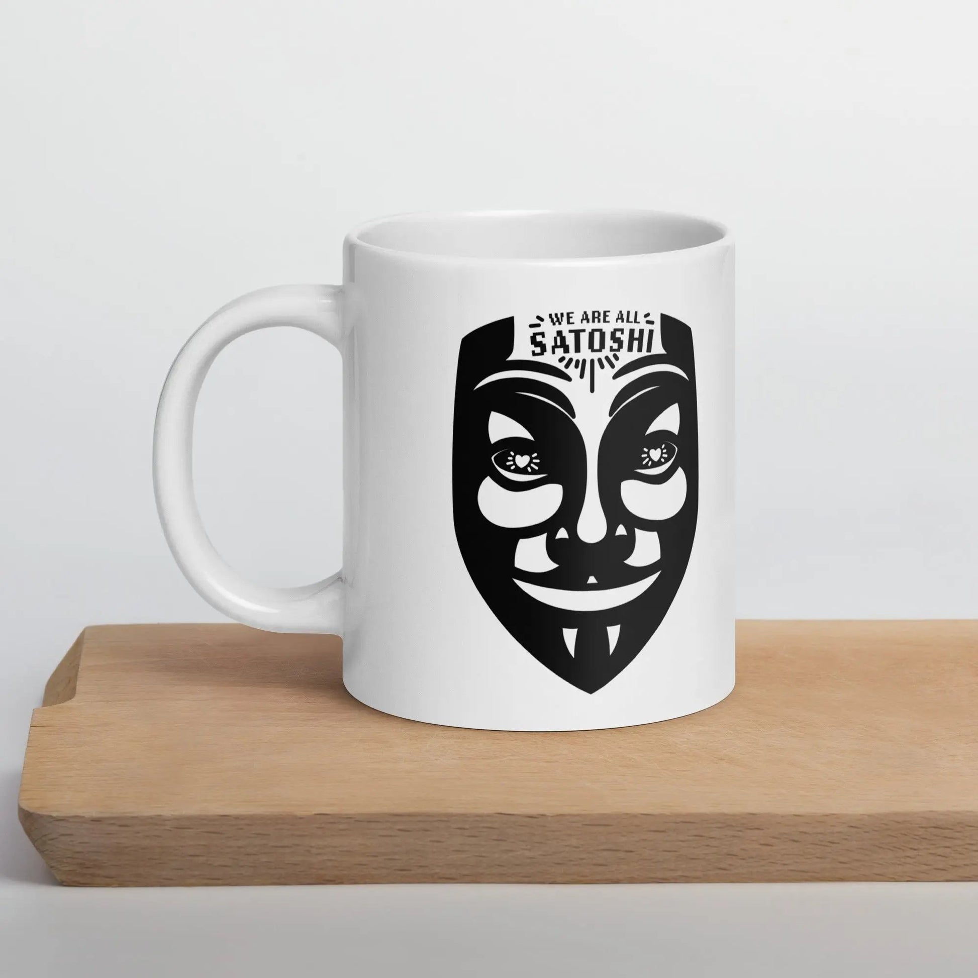 bitcoin mug - fawkes we are all satoshi - lifestyle - desk setup - 591ml