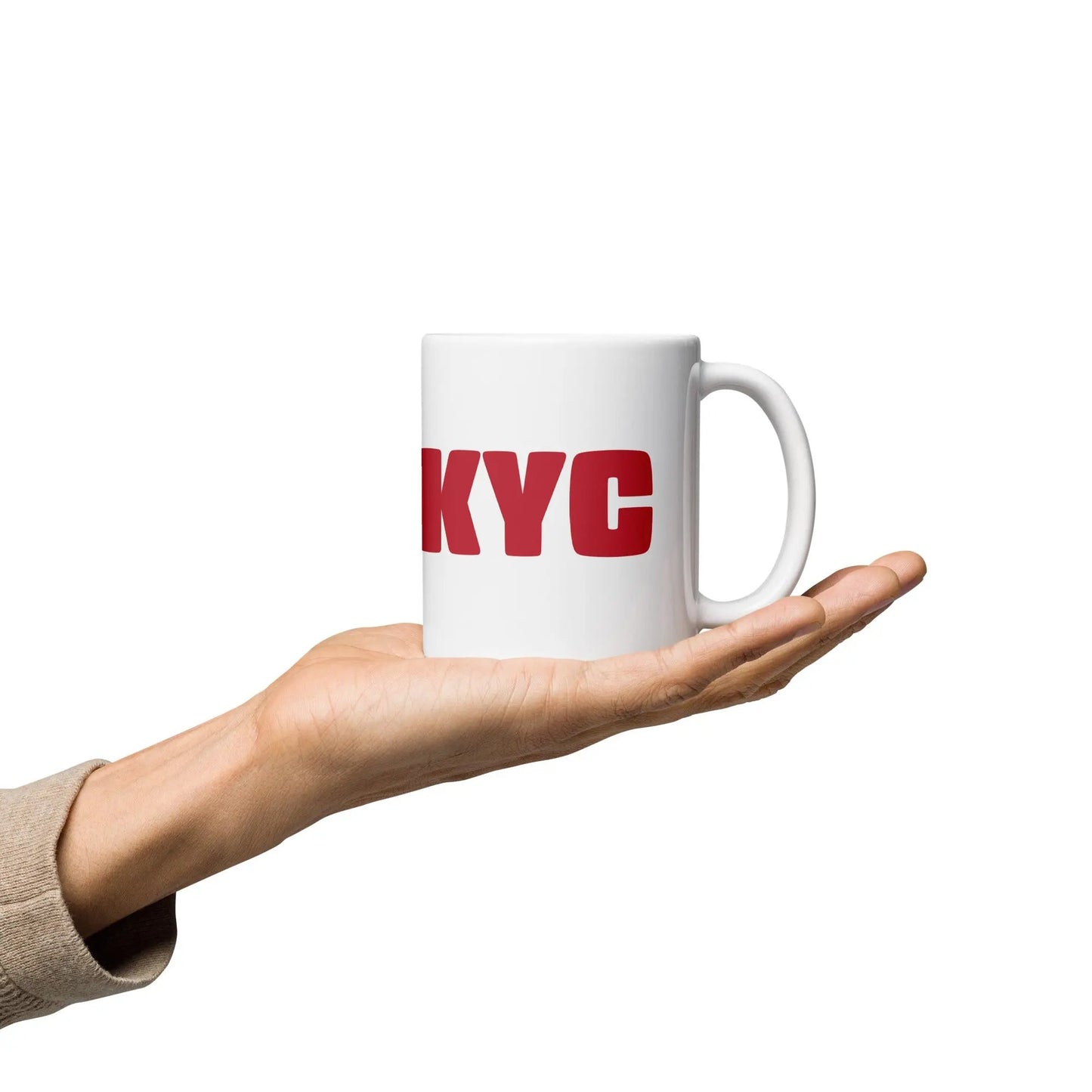 bitcoin mug - fuckyc - hold on hand - 325ml