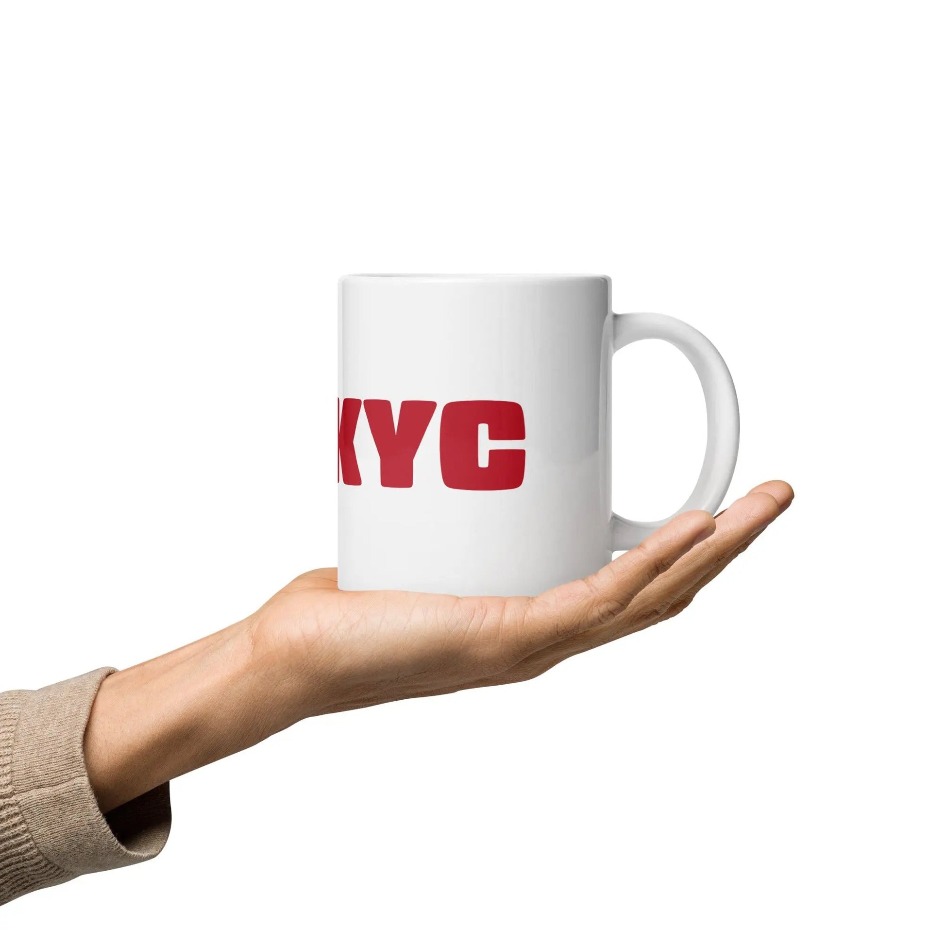 bitcoin mug - fuckyc - hold on hand