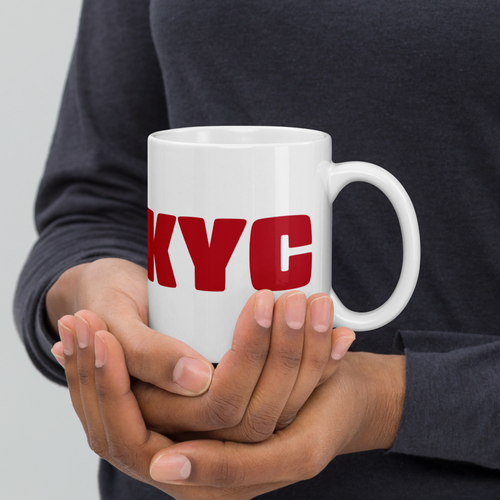 bitcoin mug - fuckyc - hold on hand