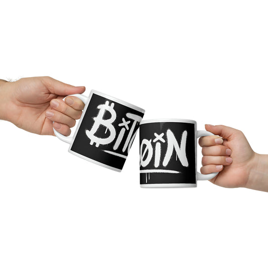 bitcoin mug - graffiti street art - front view