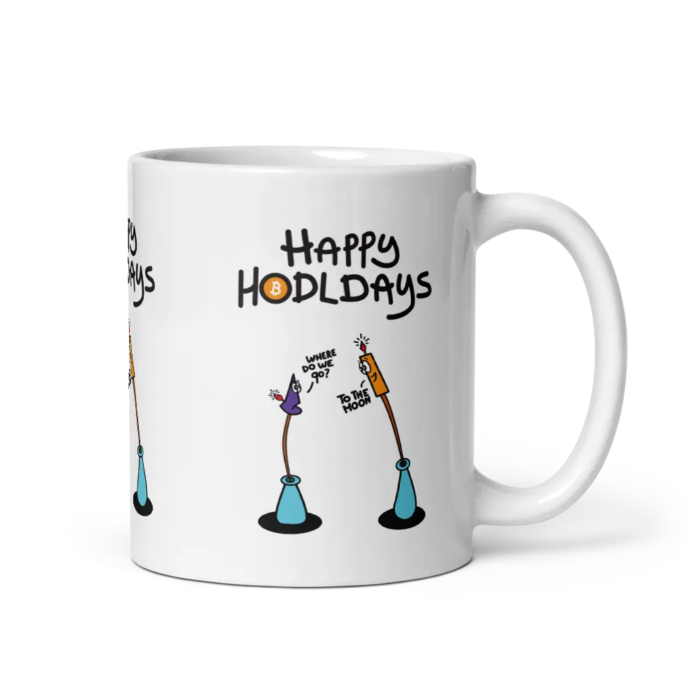 bitcoin mug - happy hodldays - front view
