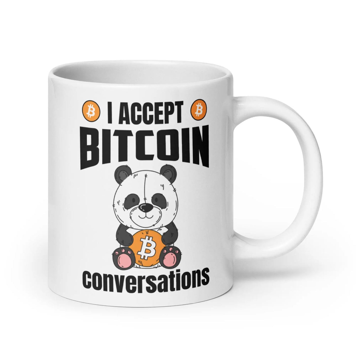 bitcoin mug - i accept bitcoin conversations - front view