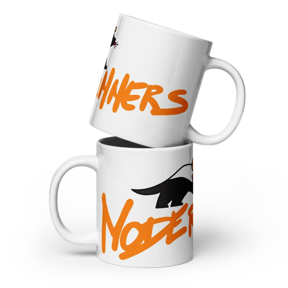 bitcoin mug - noderunners honeybadger - two mugs stacked