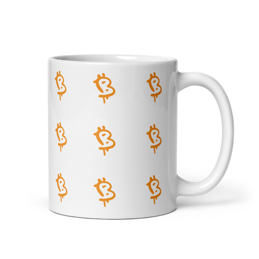 bitcoin mug - painted style bitcoin - front view