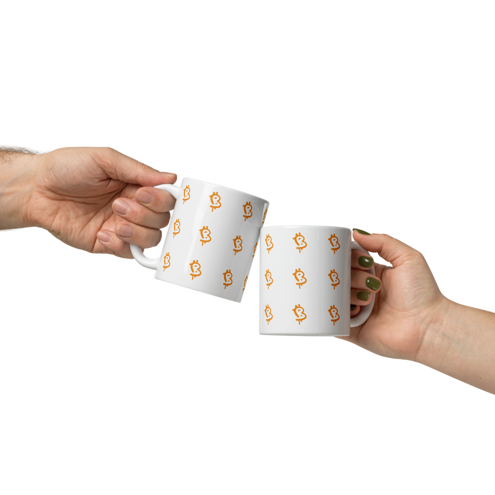 bitcoin mug - painted style bitcoin - hold on hand - 325ml