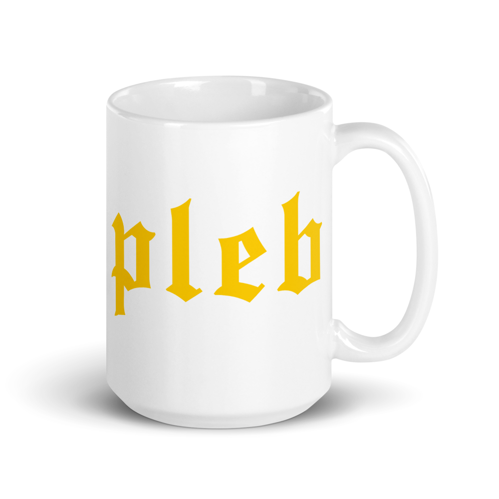 bitcoin mug - pleb gold color - front view