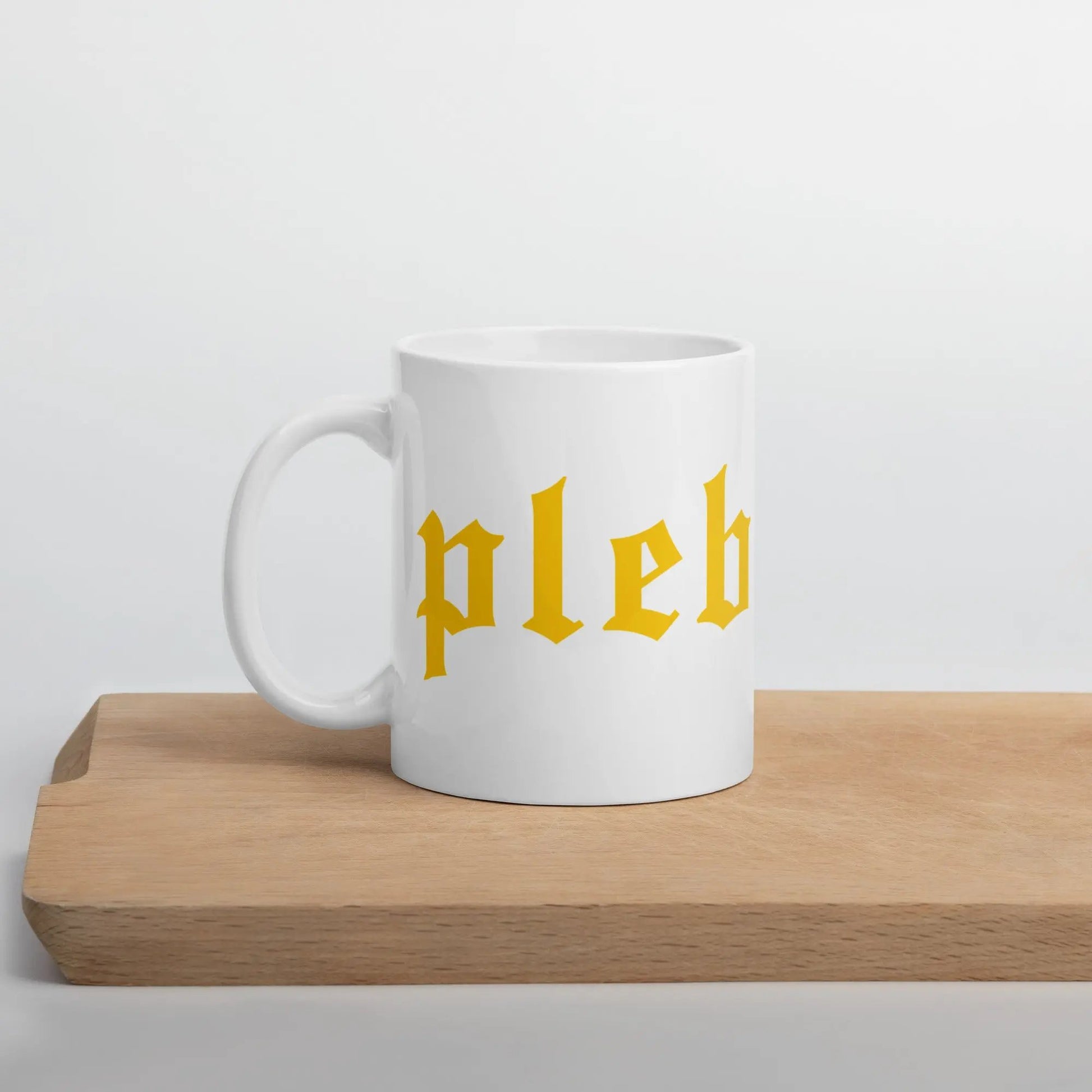 bitcoin mug - pleb gold color - lifestyle - desk setup - 325ml