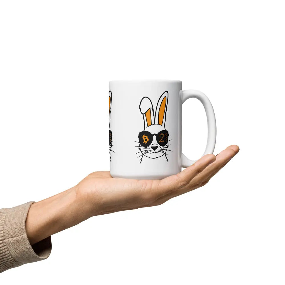 bitcoin mug - rabbit 21 design - hold on hand