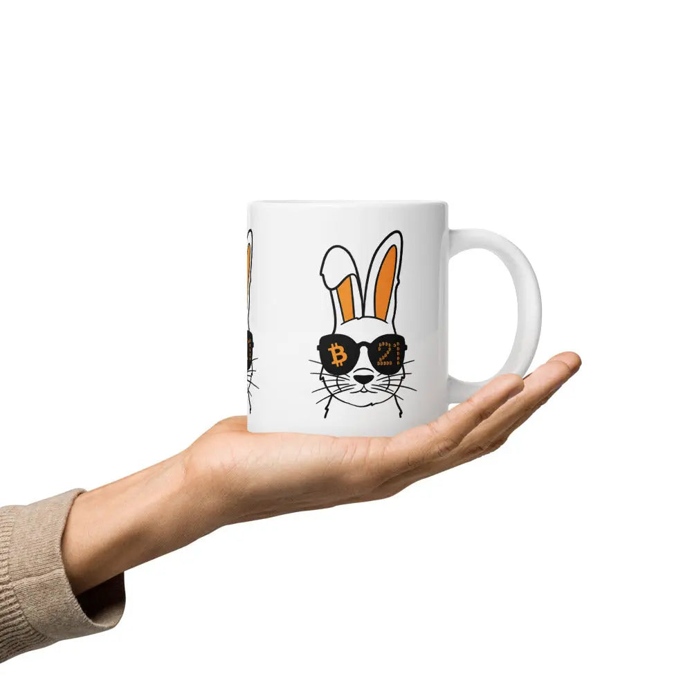 bitcoin mug - rabbit 21 design - hold on hand