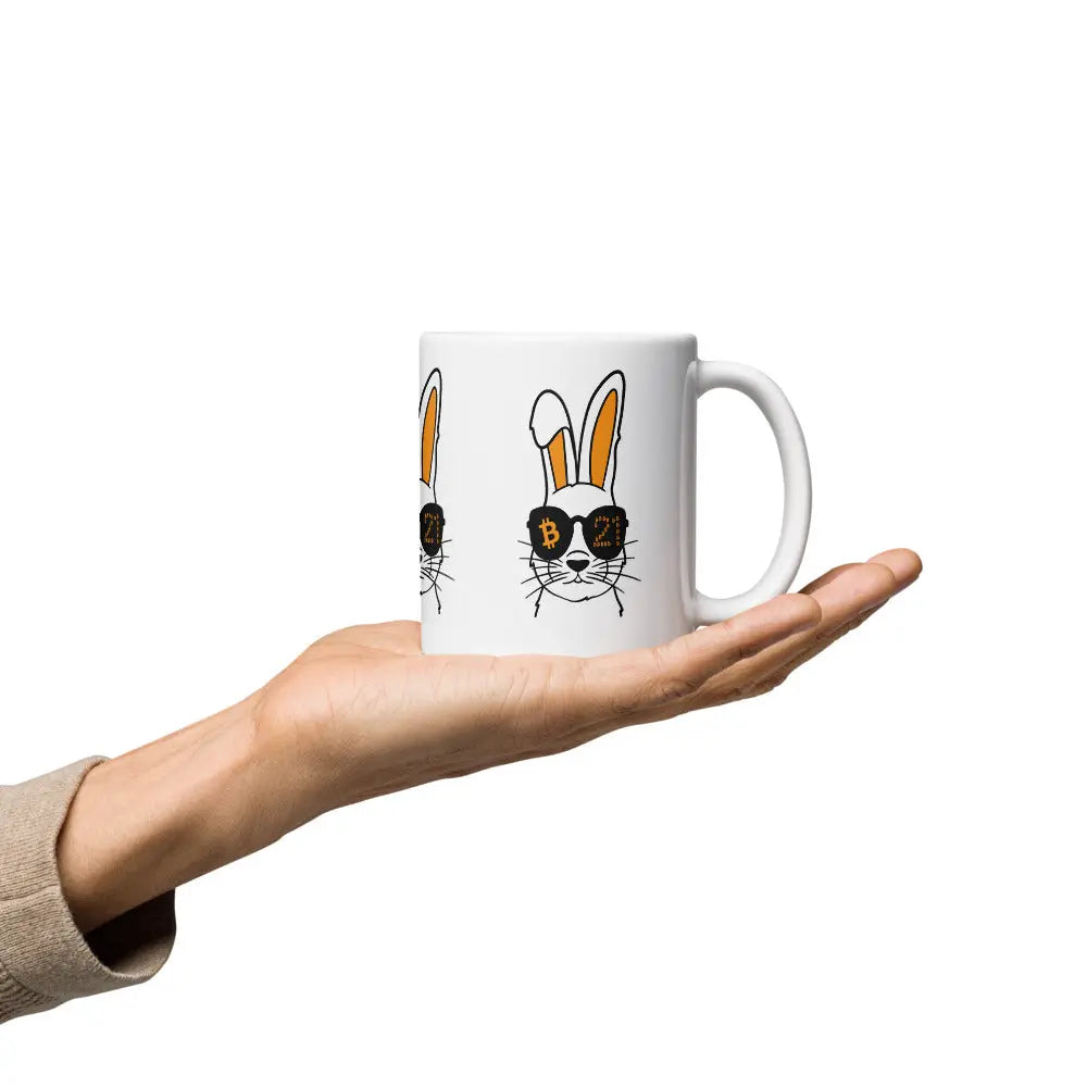 bitcoin mug - rabbit 21 design - hold on hand