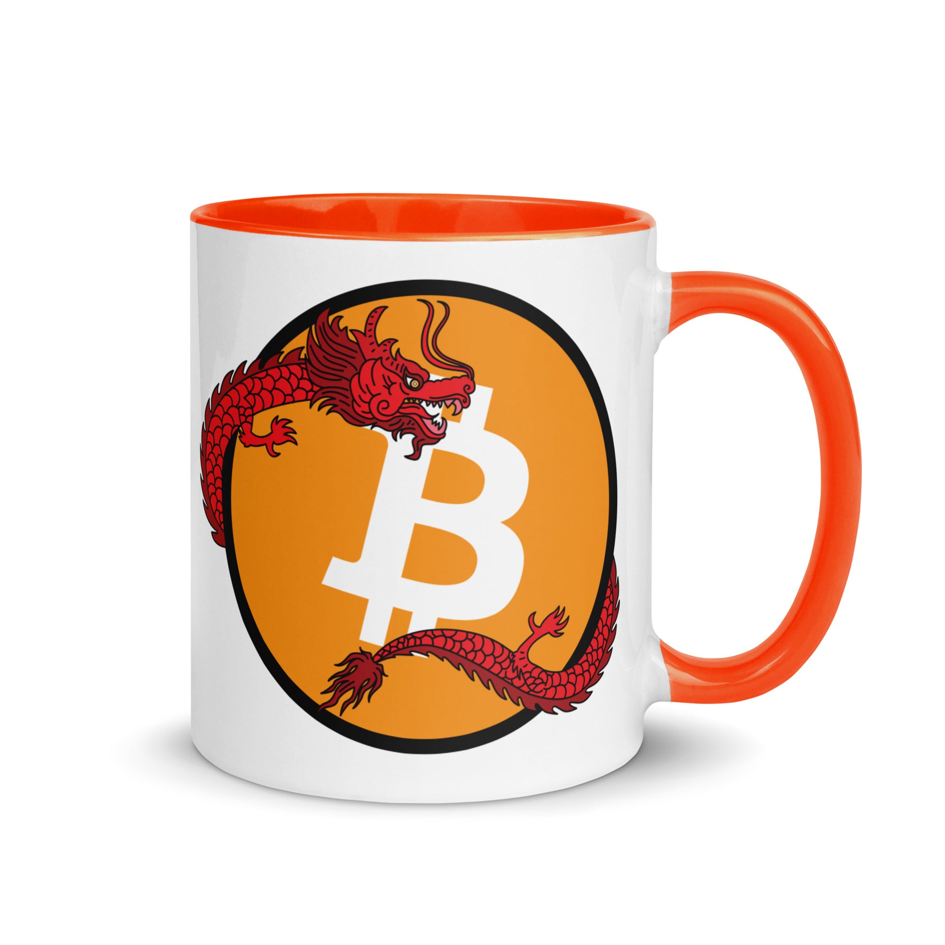 bitcoin mug - red dragon design - right side view