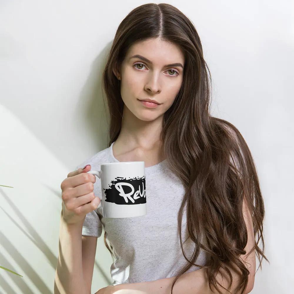 bitcoin mug - revolution black - hold on hand by model