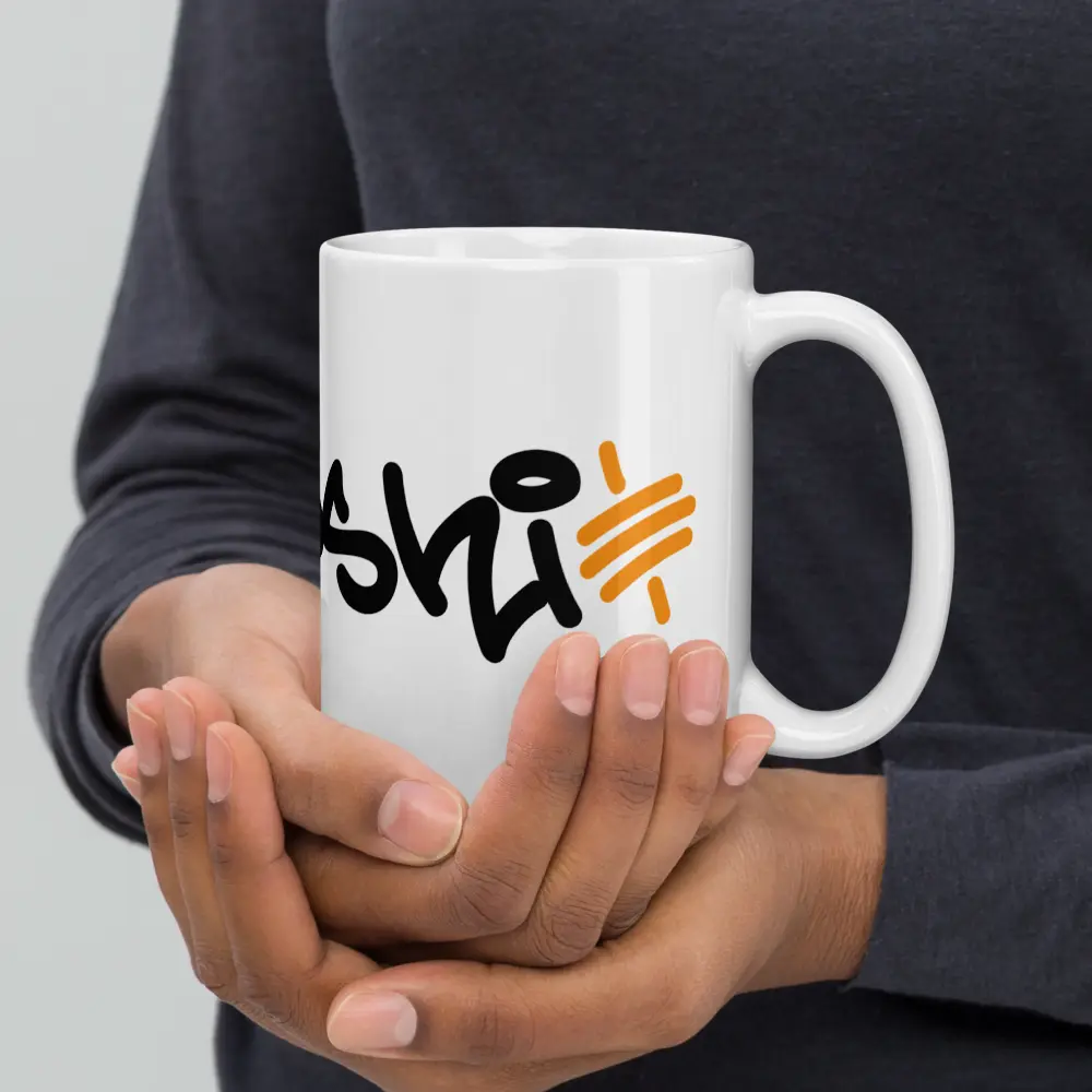 bitcoin mug - satoshi - hold by 2 hands
