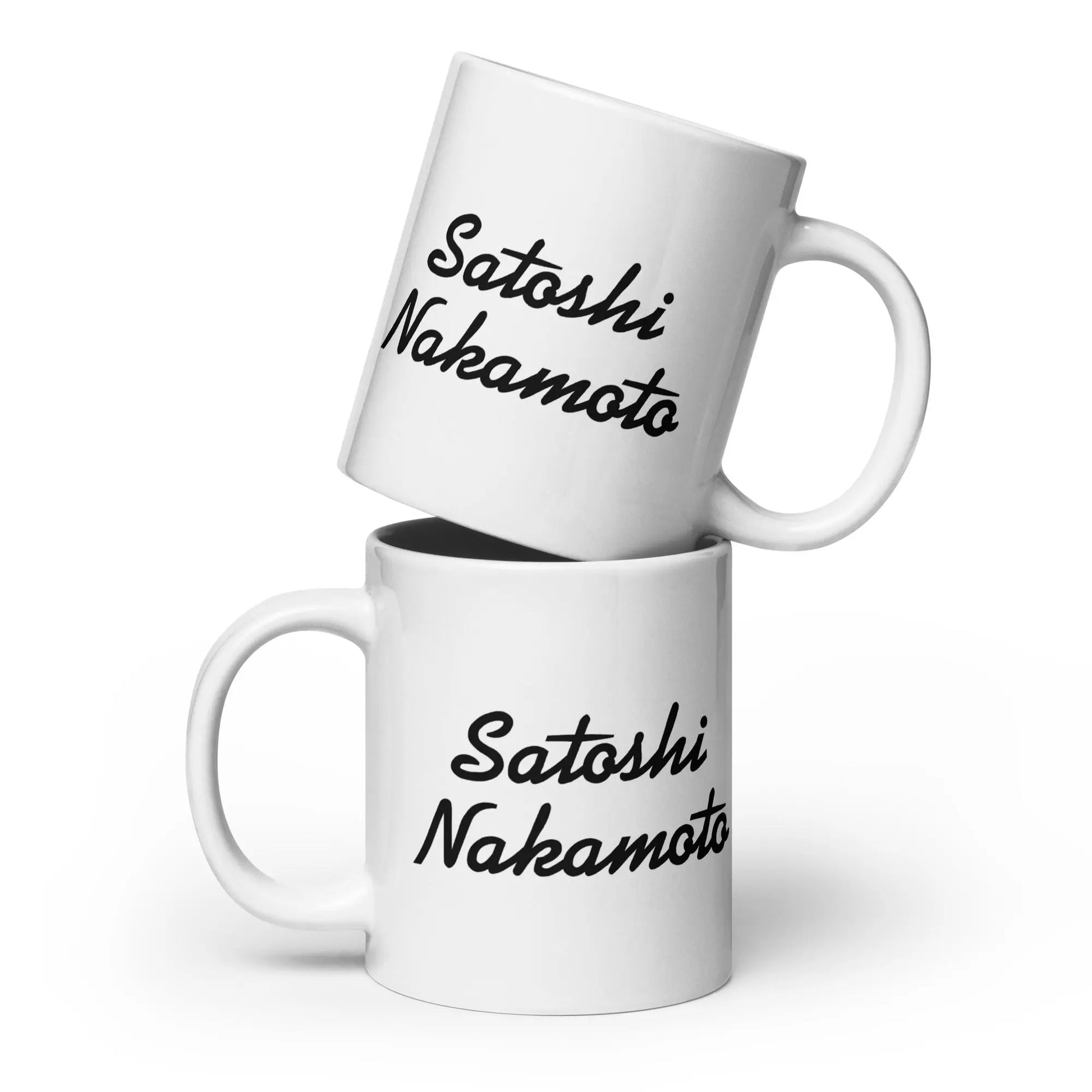 bitcoin mug - satoshi nakamoto - 2 mugs stacked