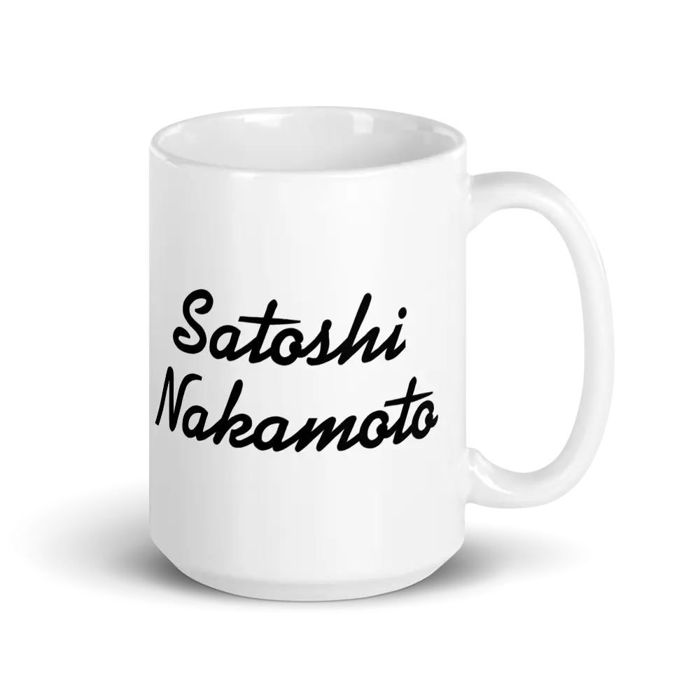bitcoin mug - satoshi nakamoto - front view