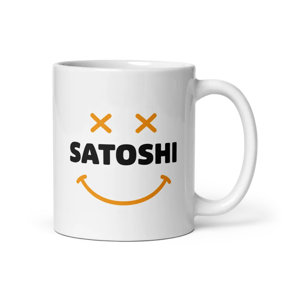 bitcoin mug - satoshi smiley design - front view