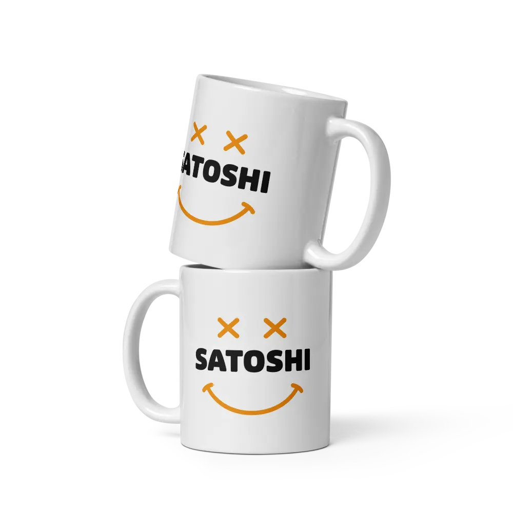 bitcoin mug - satoshi smiley design - stacked view