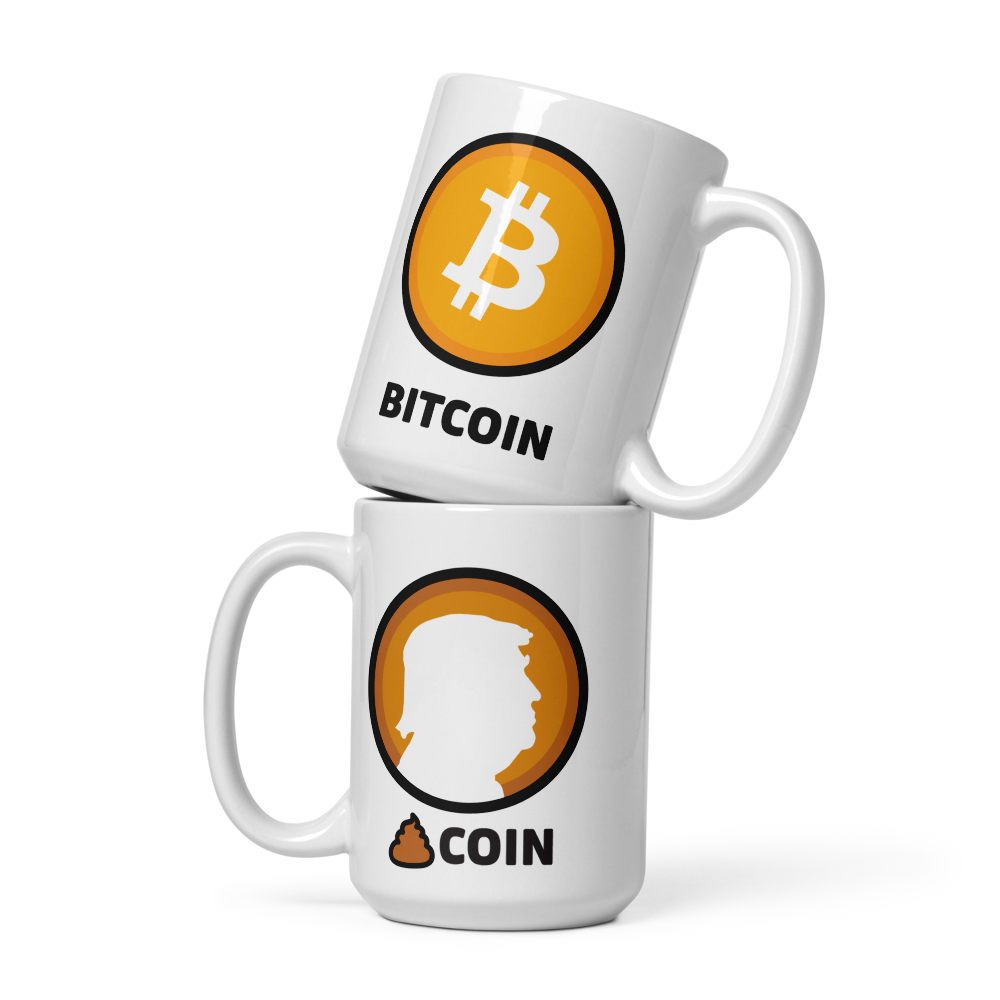 bitcoin mug - shitcoin or bitcoin - front view