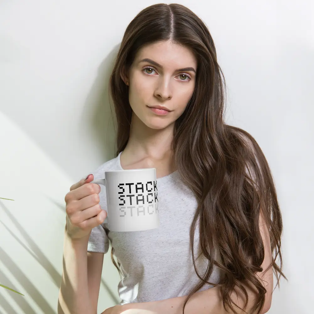 bitcoin mug - stack sats black - hold on hand - 591ml