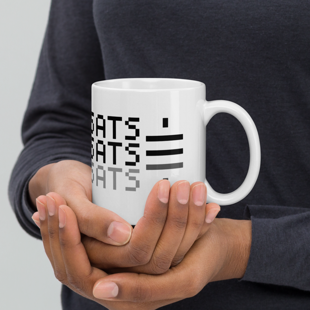 bitcoin mug - stack sats black - hold on hand