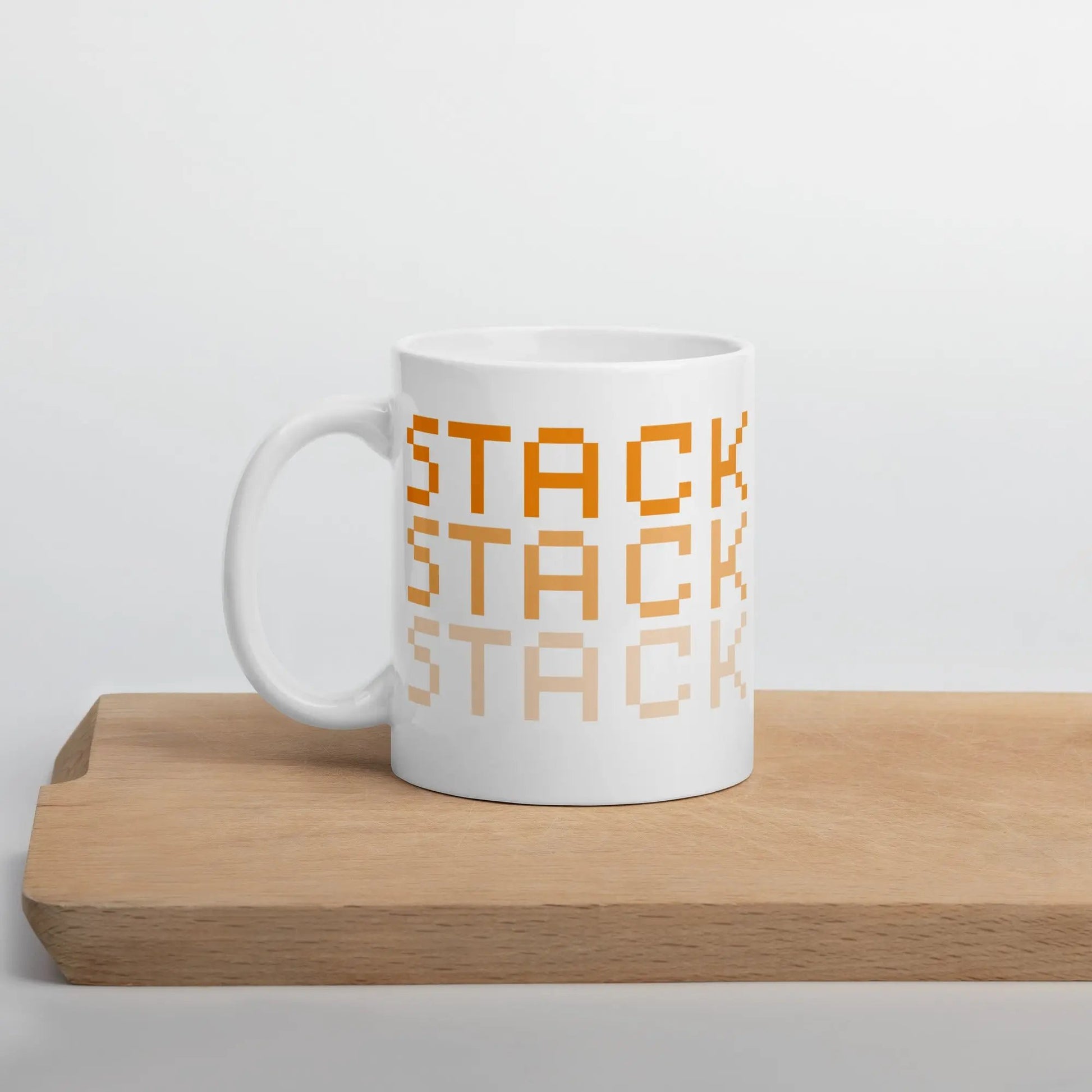 bitcoin mug - stack sats - lifestyle - desk view 325 ml