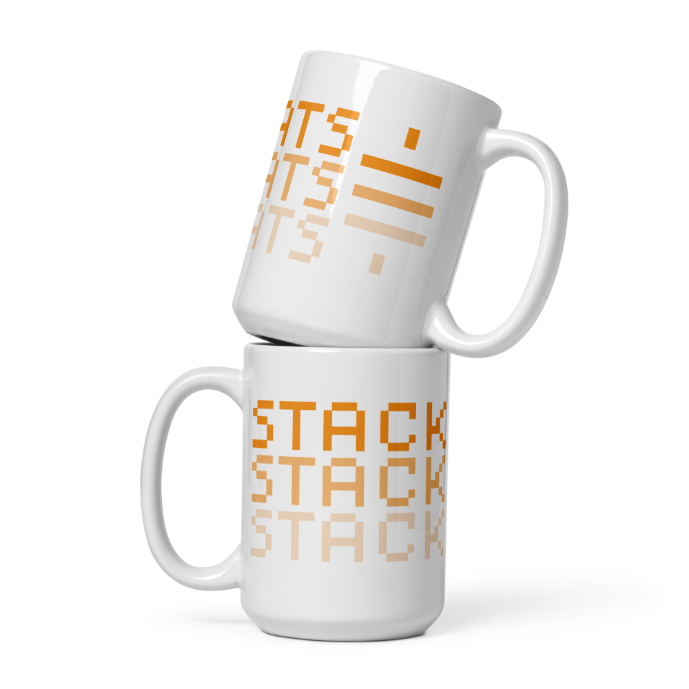 bitcoin mug - stack sats - two mugs stacked view
