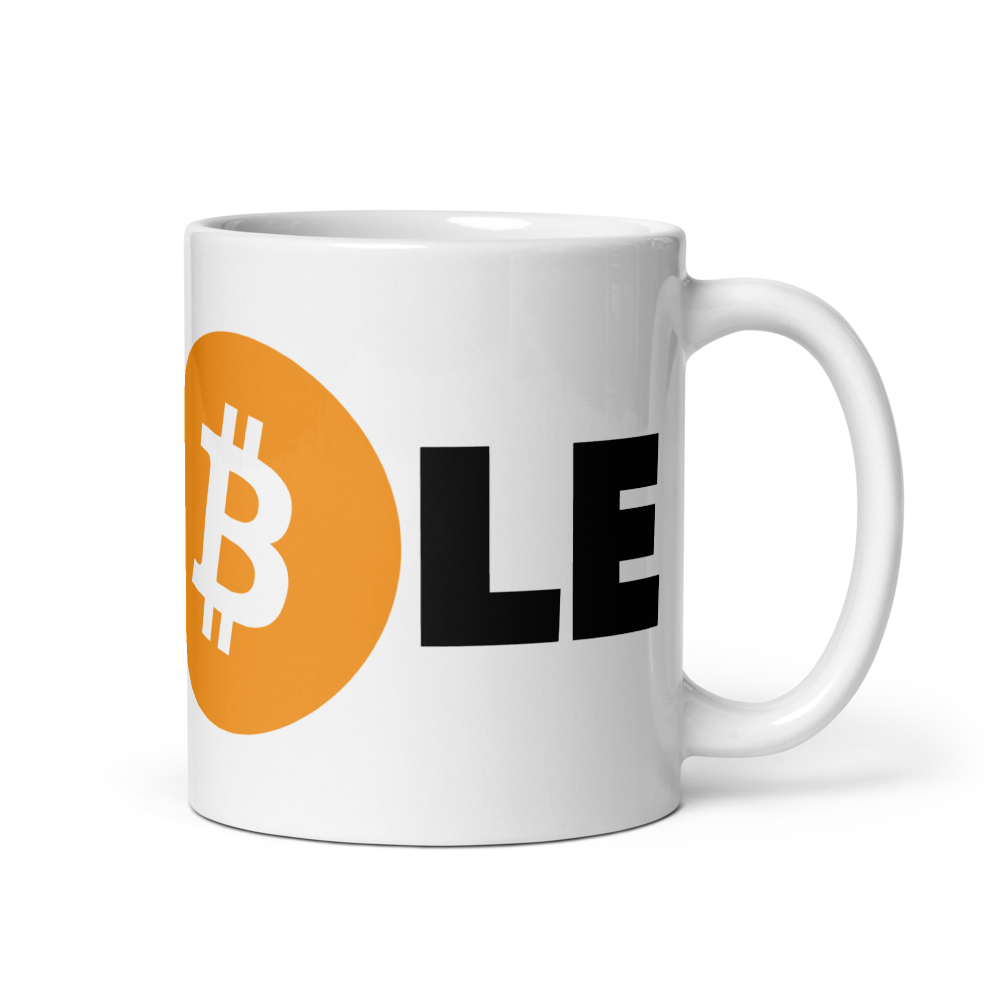 bitcoin mug - stay humble - right side view