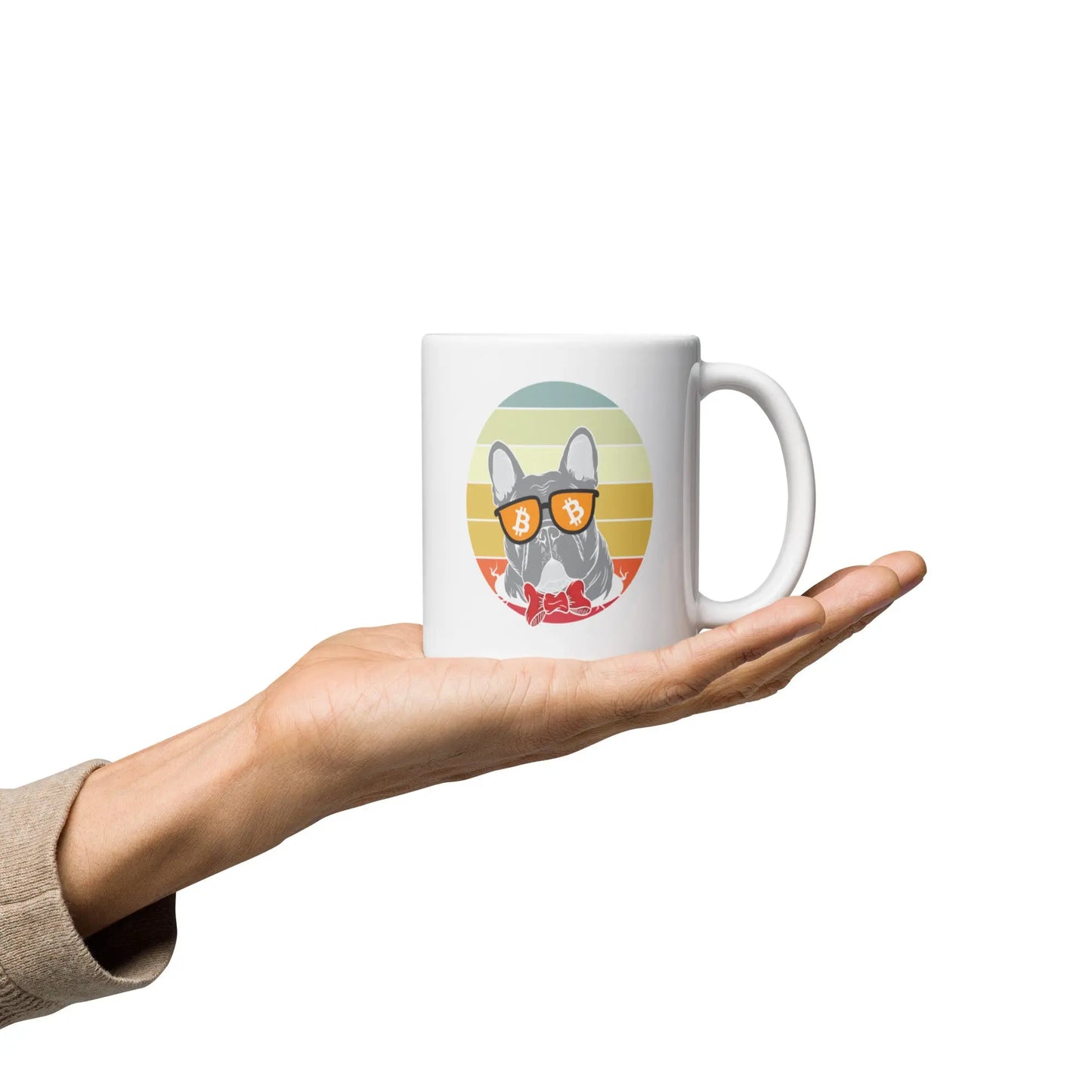 bitcoin mug - vintage dog lover - hold on hand - 325ml