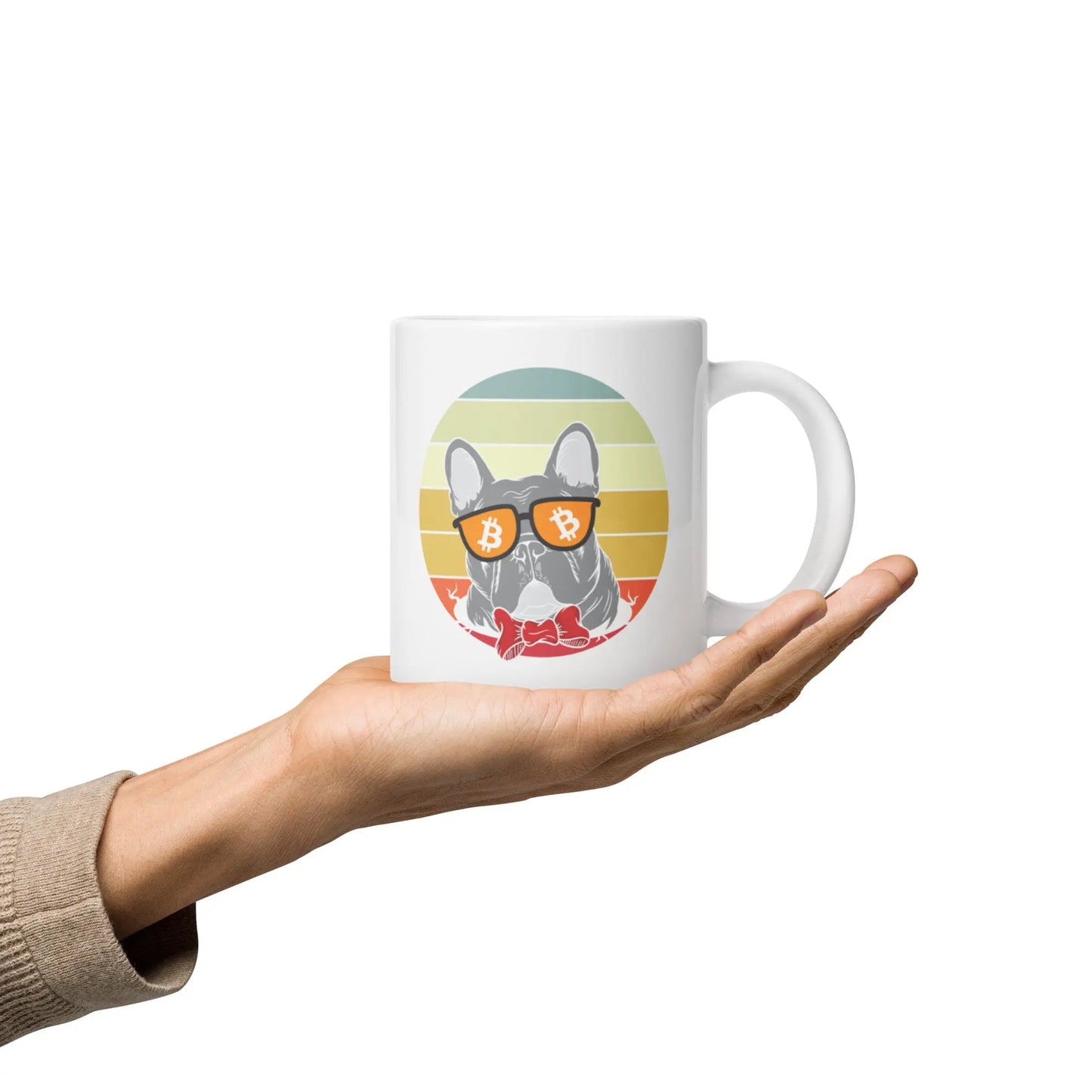 bitcoin mug - vintage dog lover - hold on hand