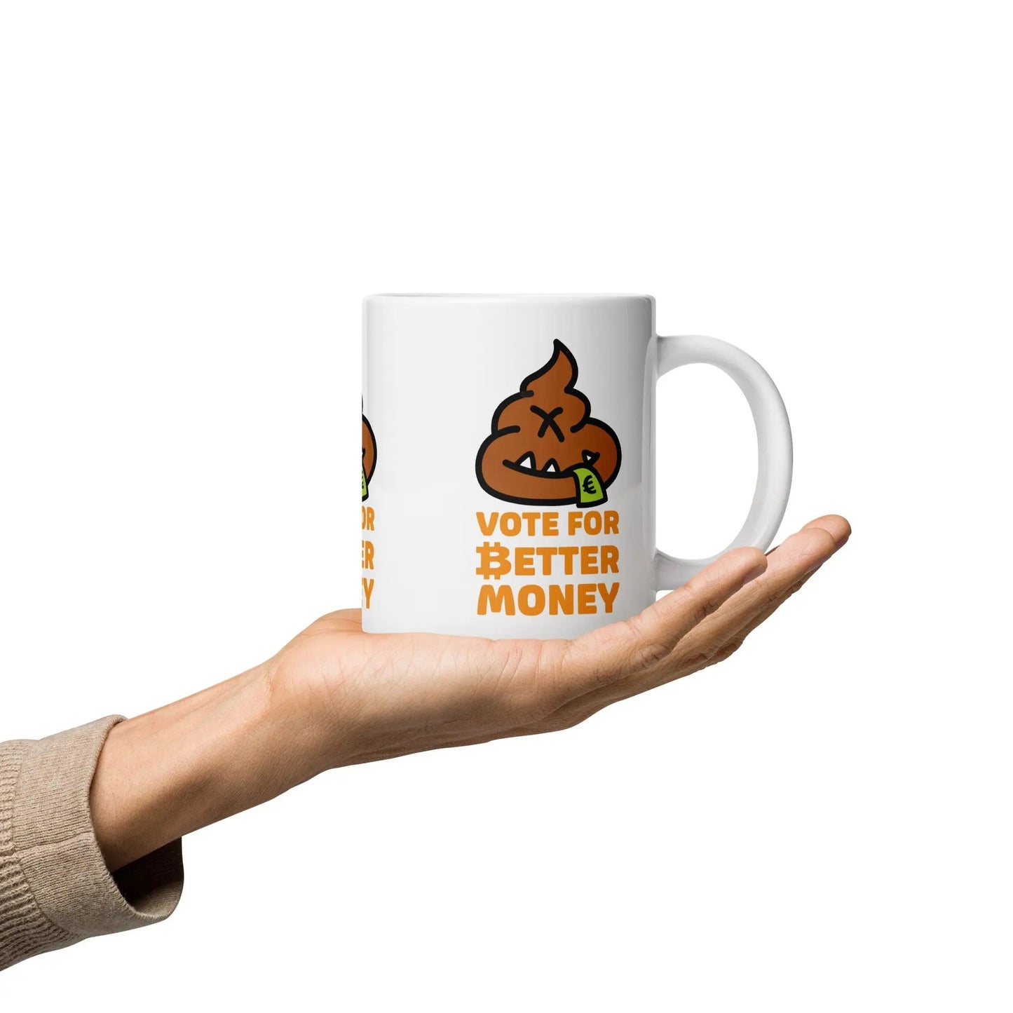 bitcoin mug - vote for better money eur - front view