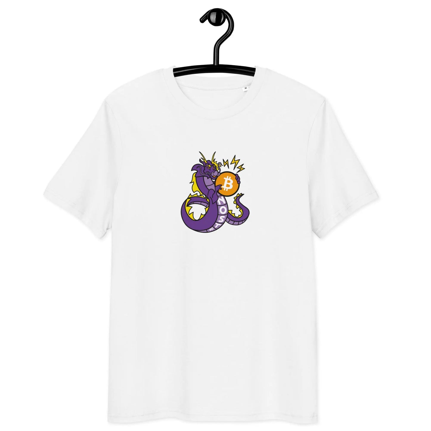 Bitcoin T-Shirt – Bitcoin NOSTR Dragon - on hanger - white