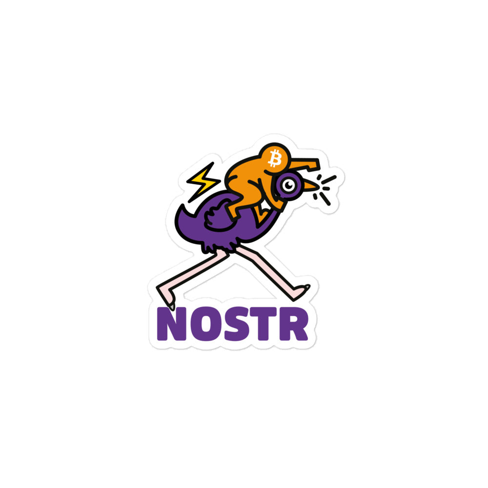 bitcoin nostr sticker - nostr pop ostrich - close-up