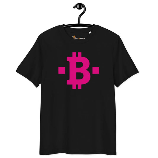 Bitcoin T-Shirt – Pink Square - on hanger - black