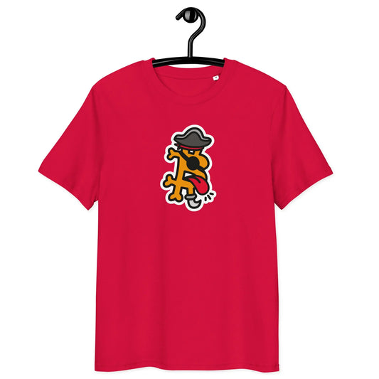 Bitcoin T-Shirt – Bitcoin Pirate - on hanger - red