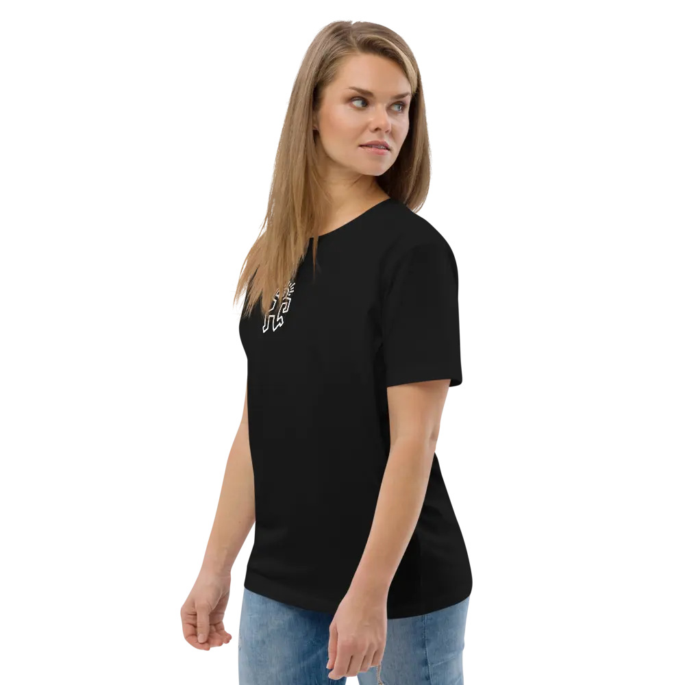 bitcoin tee - bitcoin pop dance - model side view