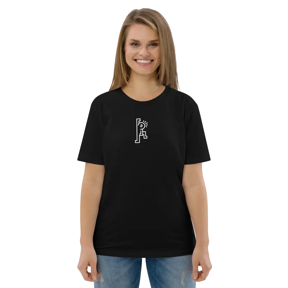 bitcoin t-shirt - bitcoin pop freedom - female model