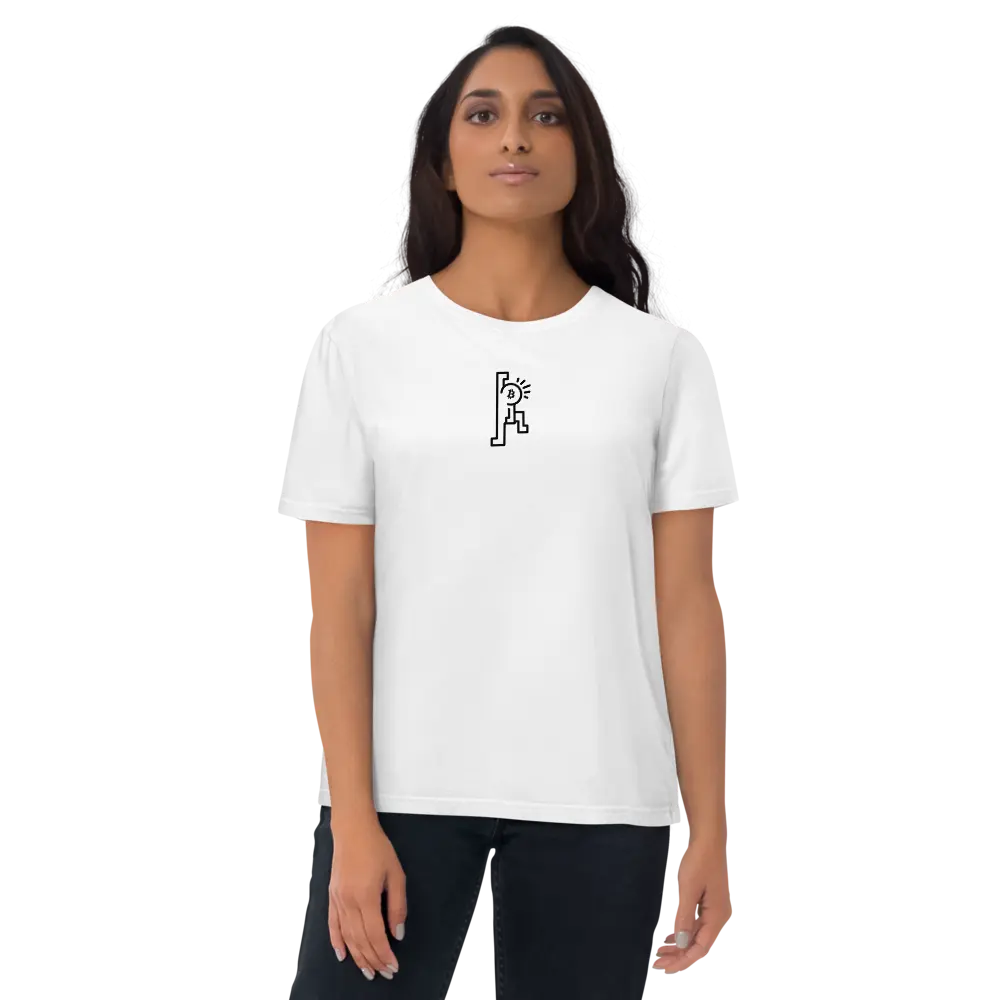 bitcoin tee - bitcoin pop freedom - worn by female model