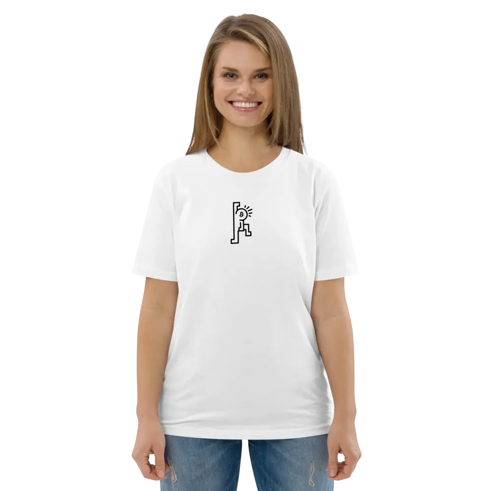 bitcoin tee - bitcoin pop freedom - worn by female