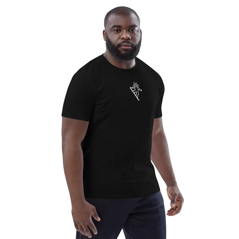 bitcoin tee - bitcoin pop snowboard - worn by male model
