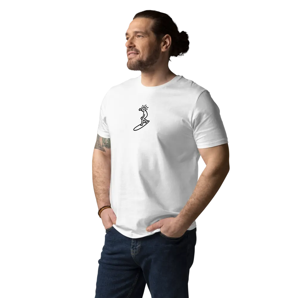 bitcoin tee - bitcoin pop surf - model view