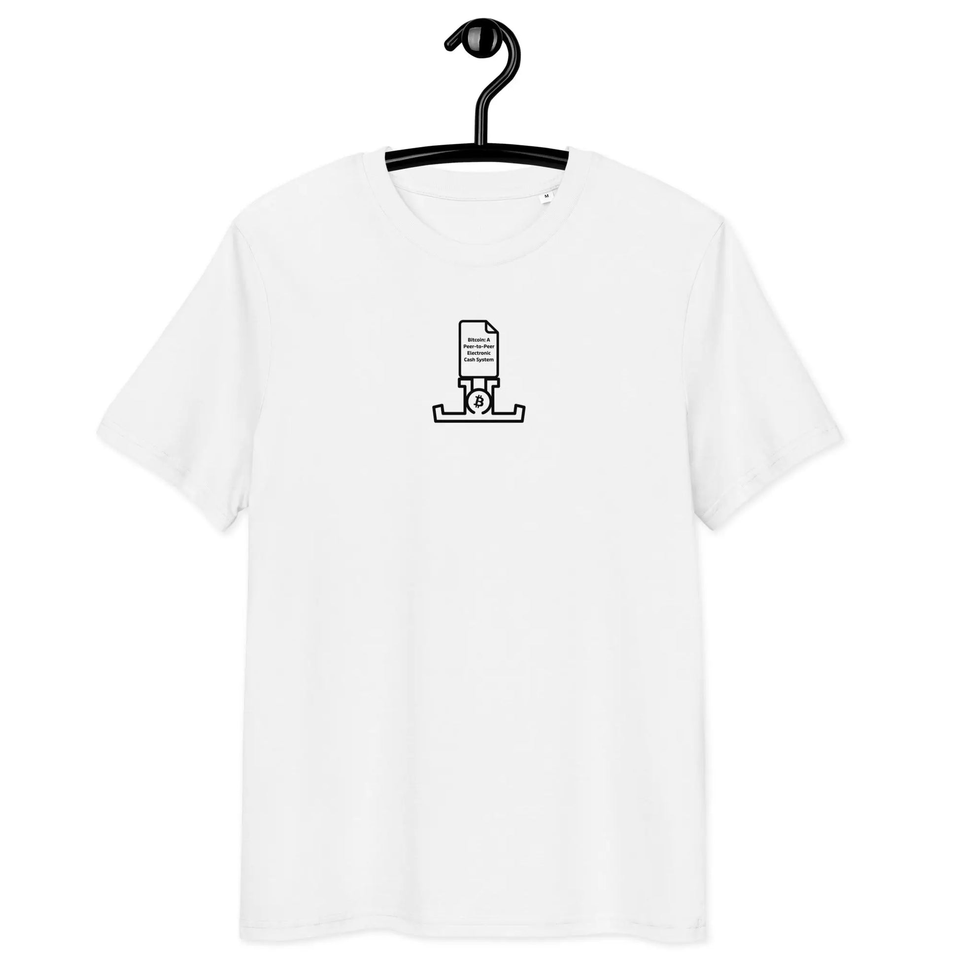 bitcoin t-shirt - bitcoin pop white paper - front view