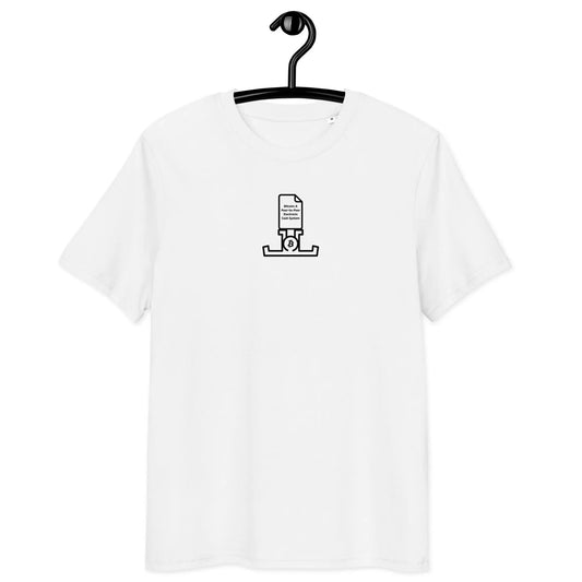 bitcoin t-shirt - bitcoin pop white paper - front view