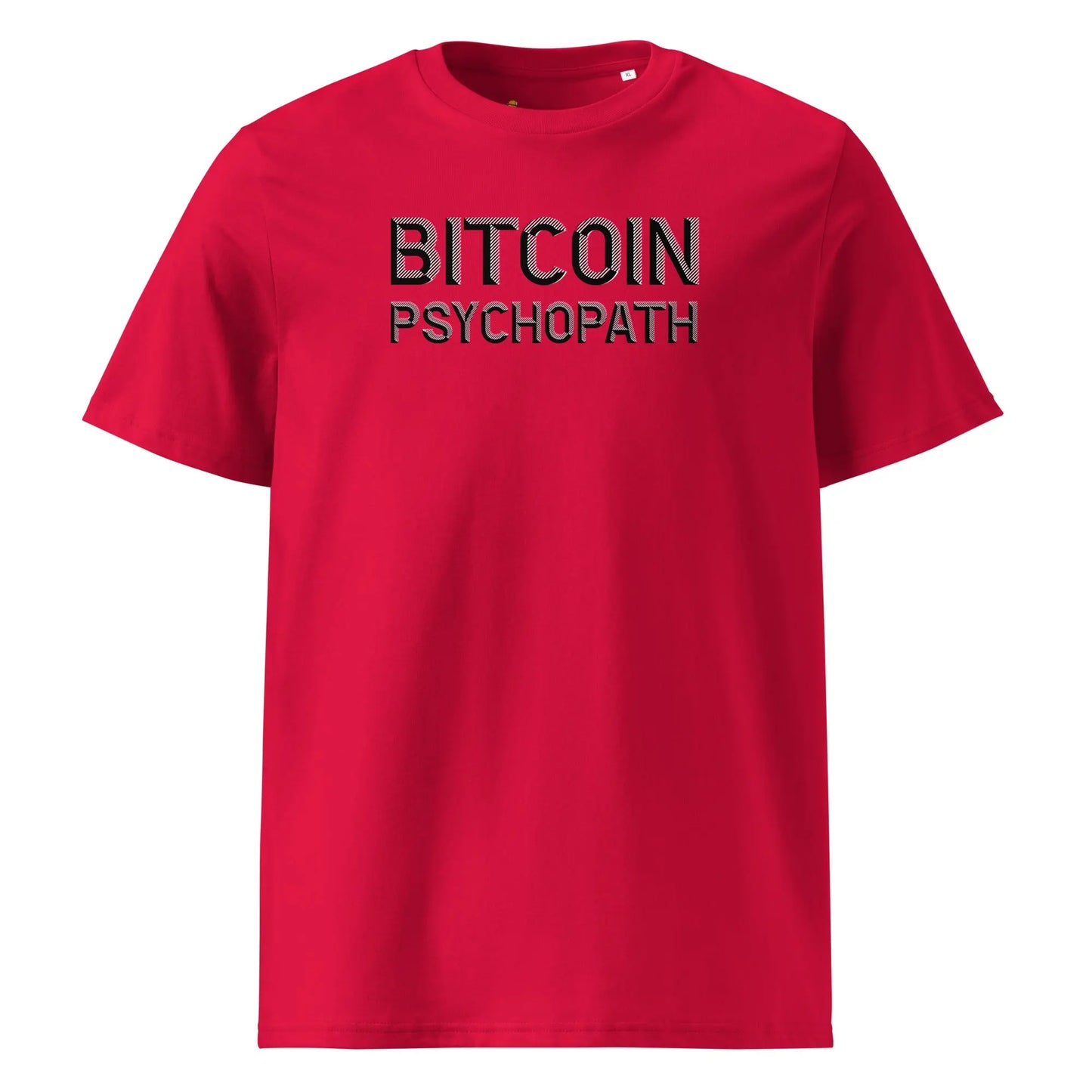 Bitcoin T-Shirt – Bitcoin Psychopath - front view - red