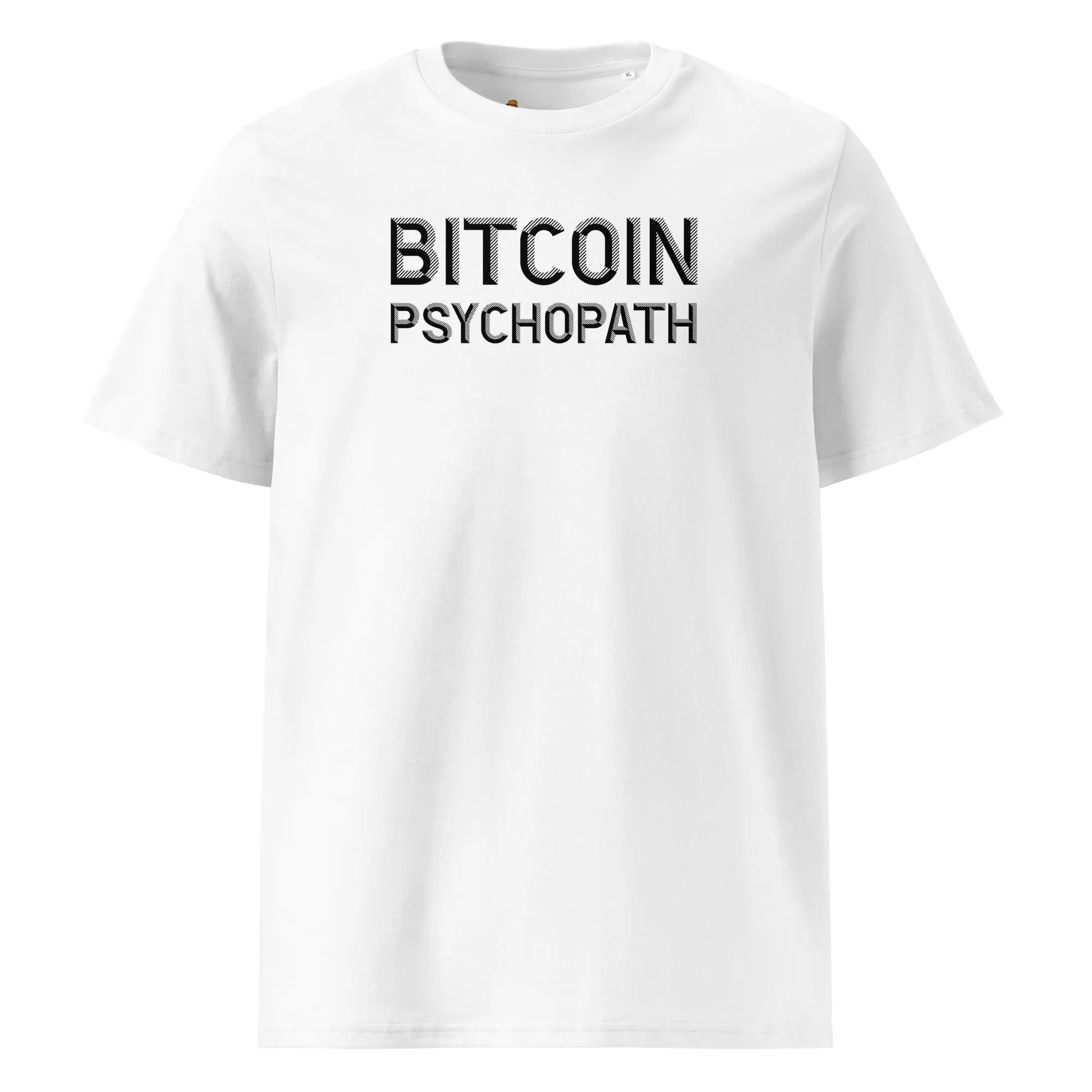 Bitcoin T-Shirt – Bitcoin Psychopath -front view — white