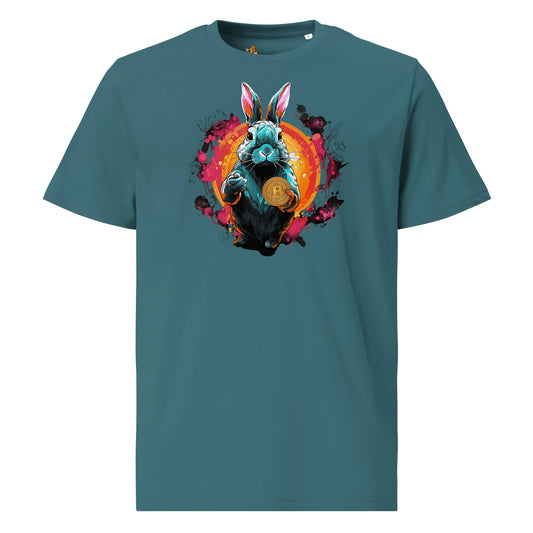 bitcoin t-shirt - bitcoin rabbit hole - front view - blue