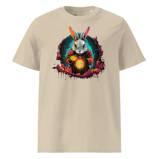 bitcoin t-shirt - rabbit hole - front view - beige
